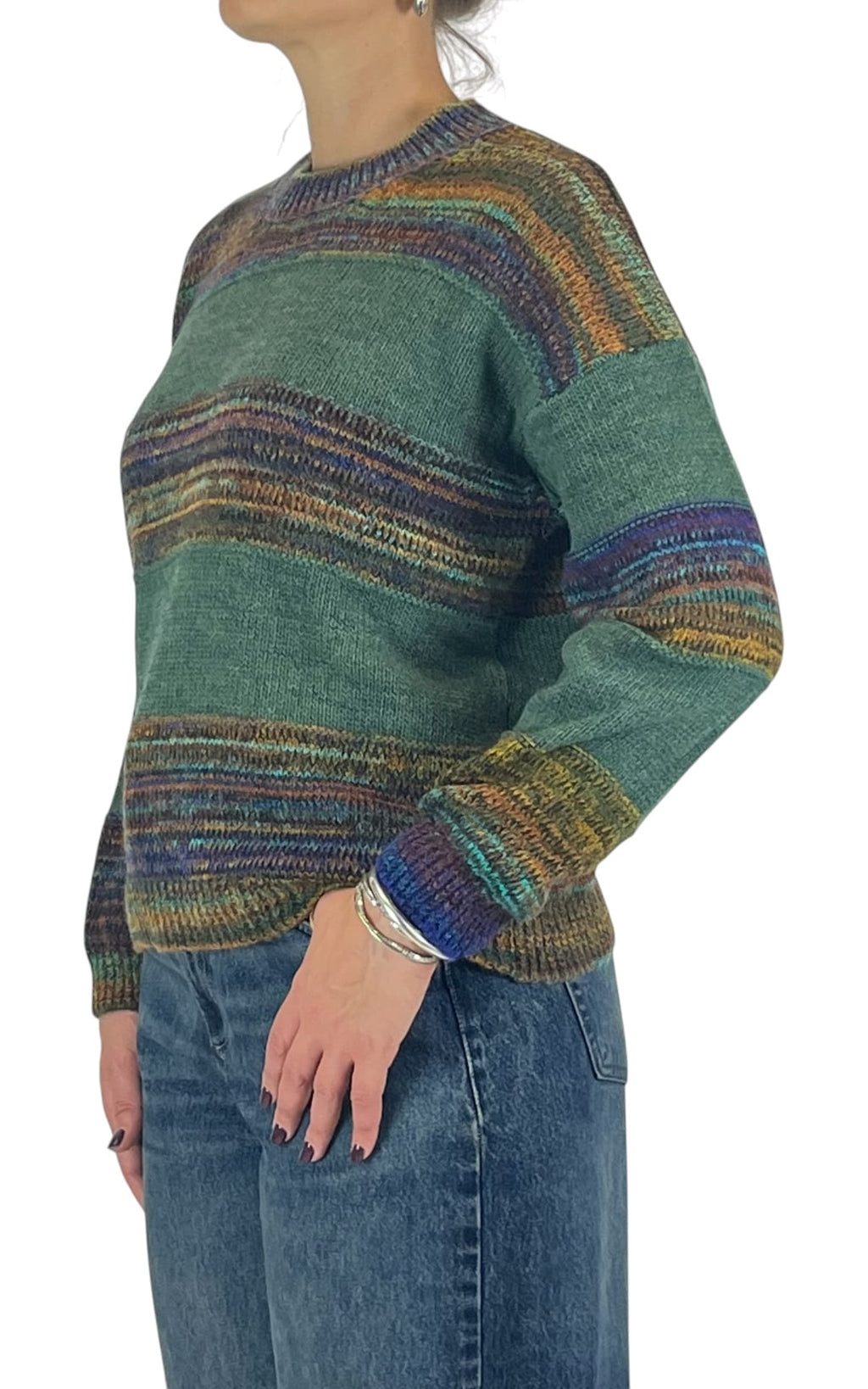 Off-On - Maglia multicor righe - Verde