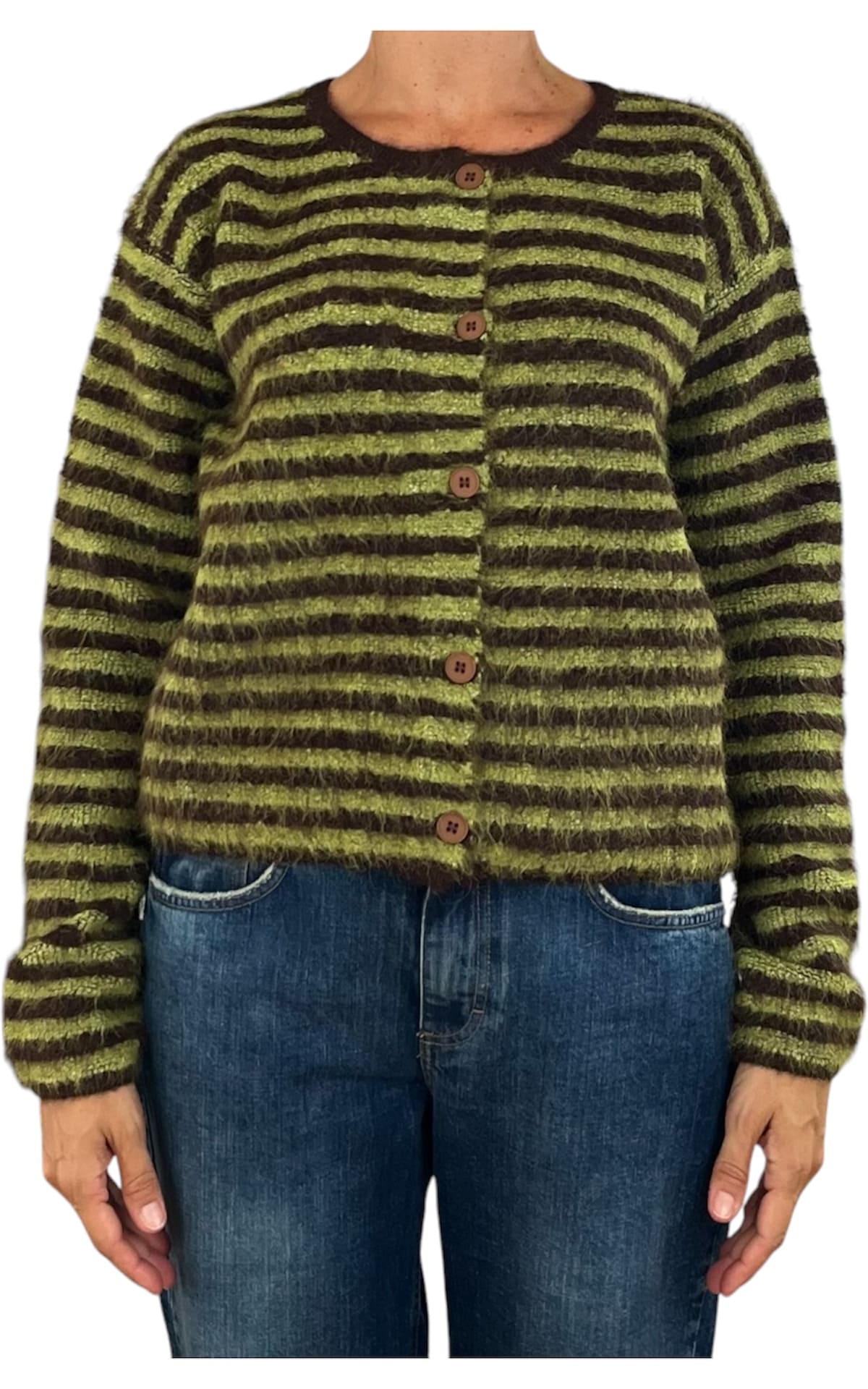 Compañía Fantástica - Cardigan in maglia pelosa - Verde / moro