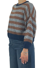Off-on - Maglia alpaca kimono - Grigio / moro / blu
