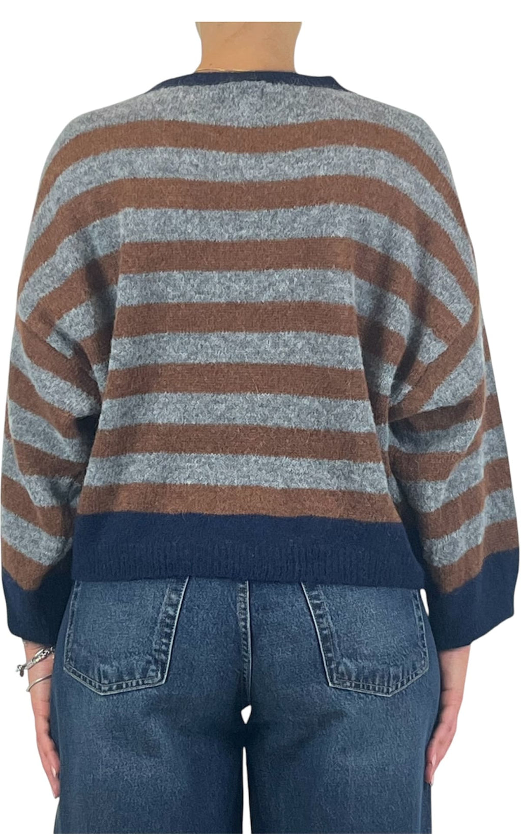 Off-on - Maglia alpaca kimono - Grigio / moro / blu