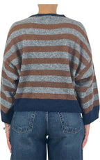 Off-on - Maglia alpaca kimono - Grigio / moro / blu