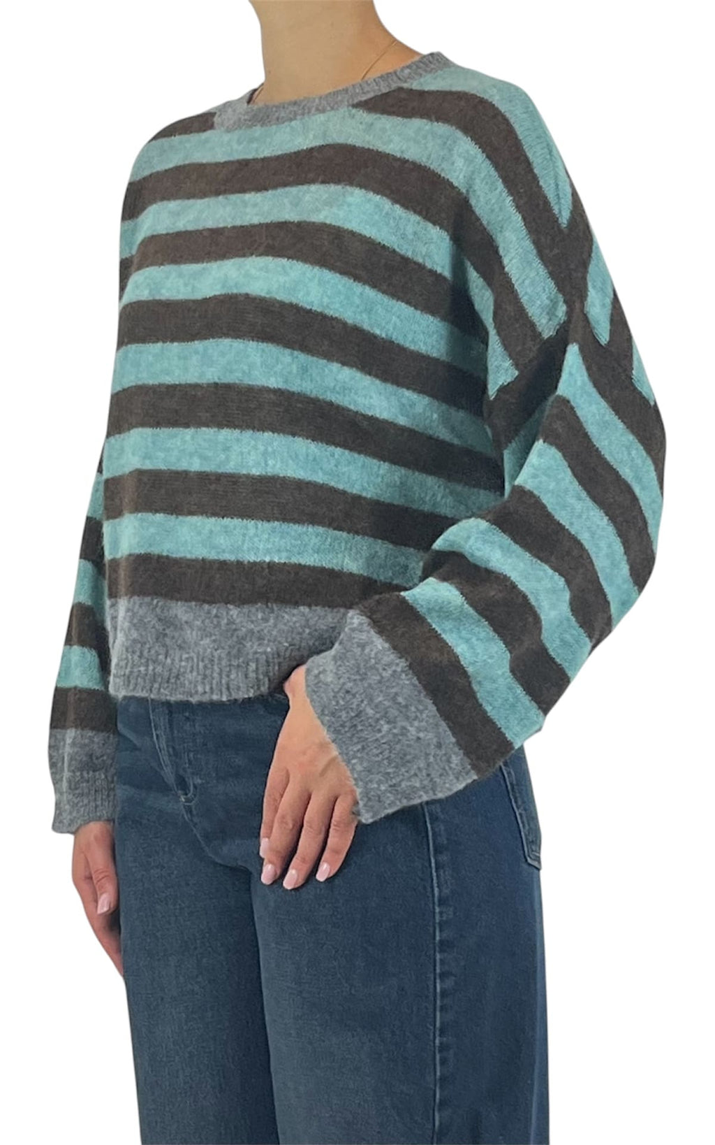 Off-on - Maglia alpaca kimono - Turchese chiaro / moro / grigio