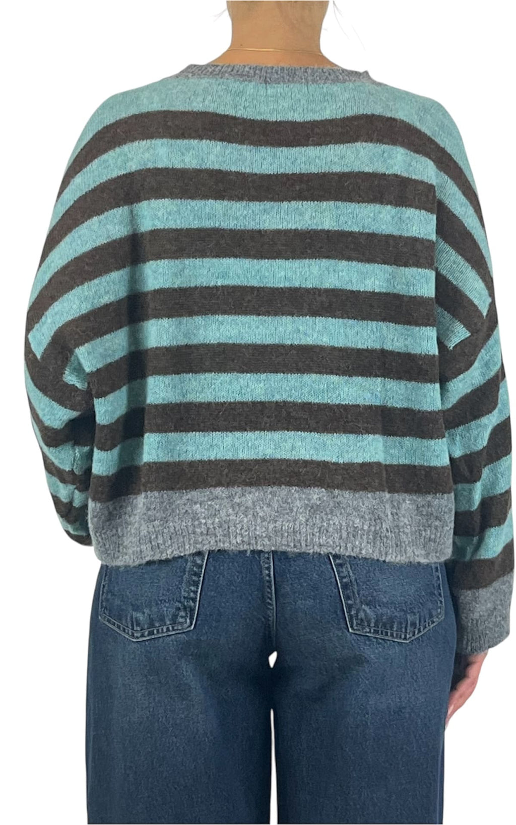 Off-on - Maglia alpaca kimono - Turchese chiaro / moro / grigio