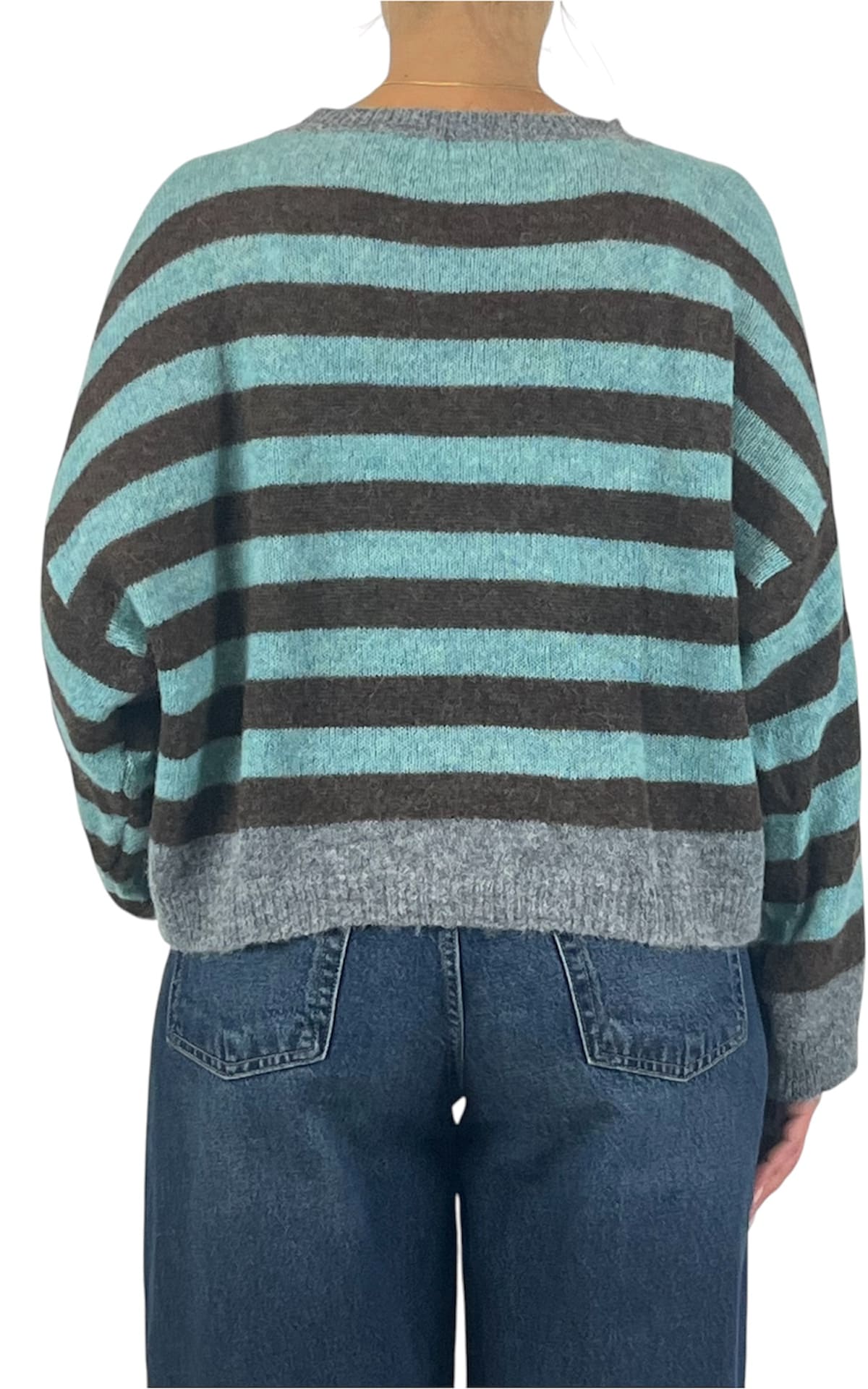 Off-on - Maglia alpaca kimono - Turchese chiaro / moro / grigio