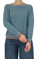 Off-on - Maglia riga fina - Azzurro polvere / antracite