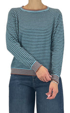 Off-on - Maglia riga fina - Azzurro polvere / antracite