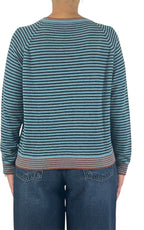 Off-on - Maglia riga fina - Azzurro polvere / antracite