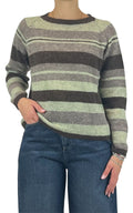 Off-on - Maglia alpaca riga - Verde / moro