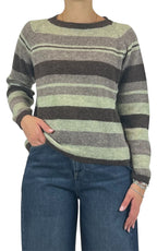 Off-on - Maglia alpaca riga - Verde / moro