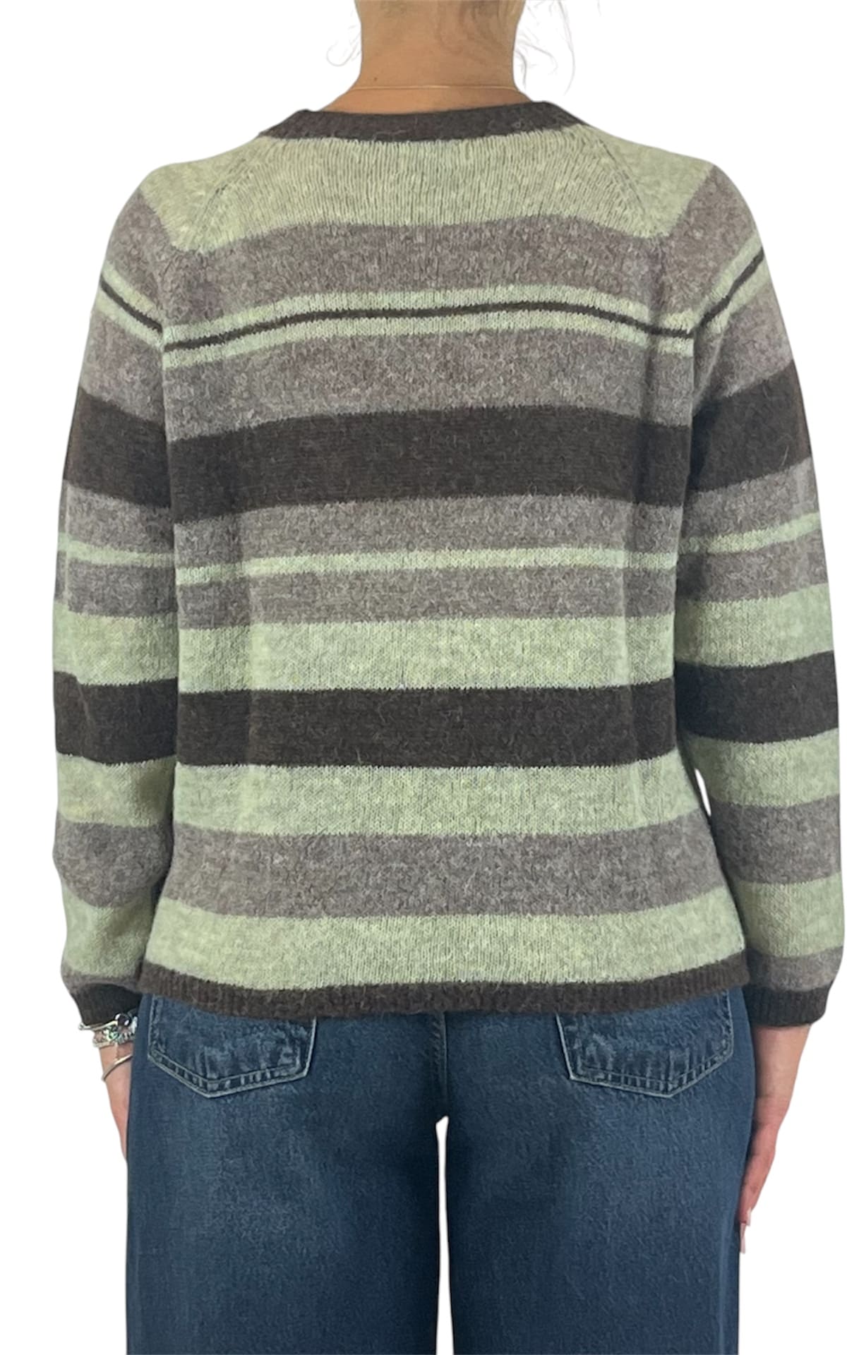 Off-on - Maglia alpaca riga - Verde / moro