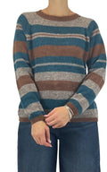 Off-on - Maglia alpaca riga - Ottanio / moro