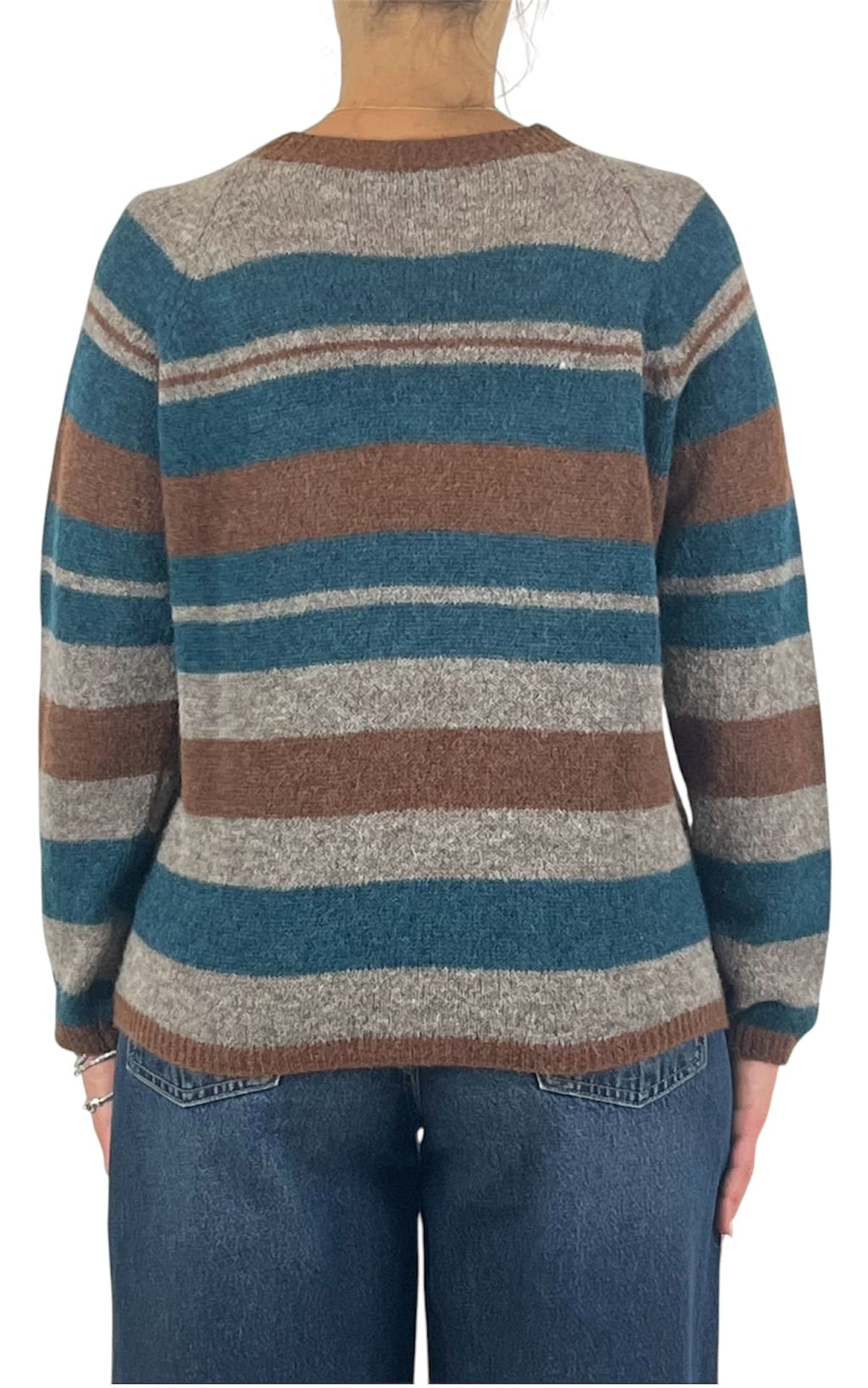 Off-on - Maglia alpaca riga - Ottanio / moro