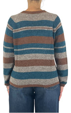 Off-on - Maglia alpaca riga - Ottanio / moro