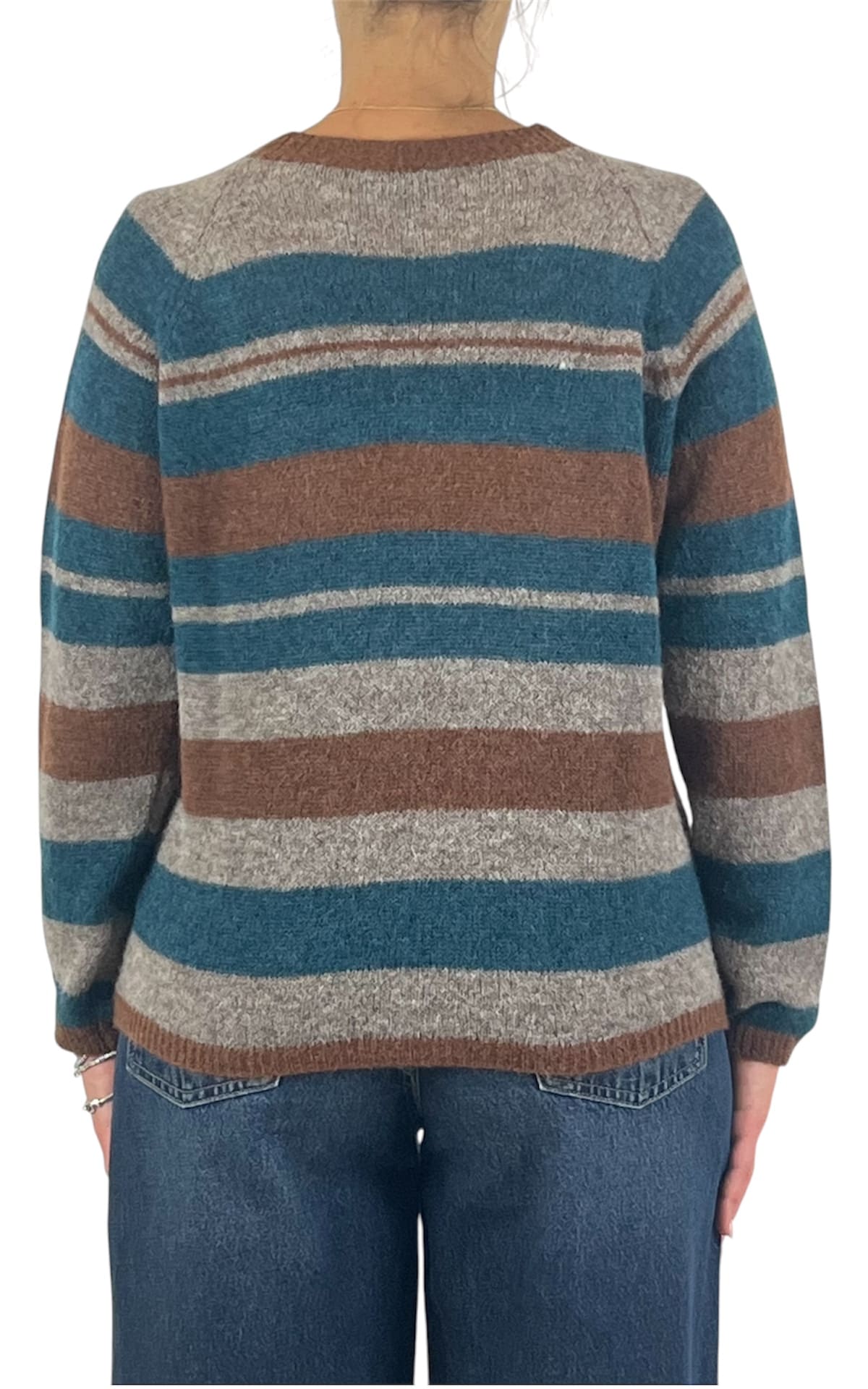 Off-on - Maglia alpaca riga - Ottanio / moro