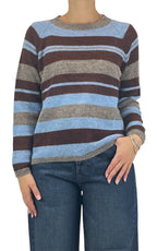 Off-on - Maglia alpaca riga - Azzurro / moro