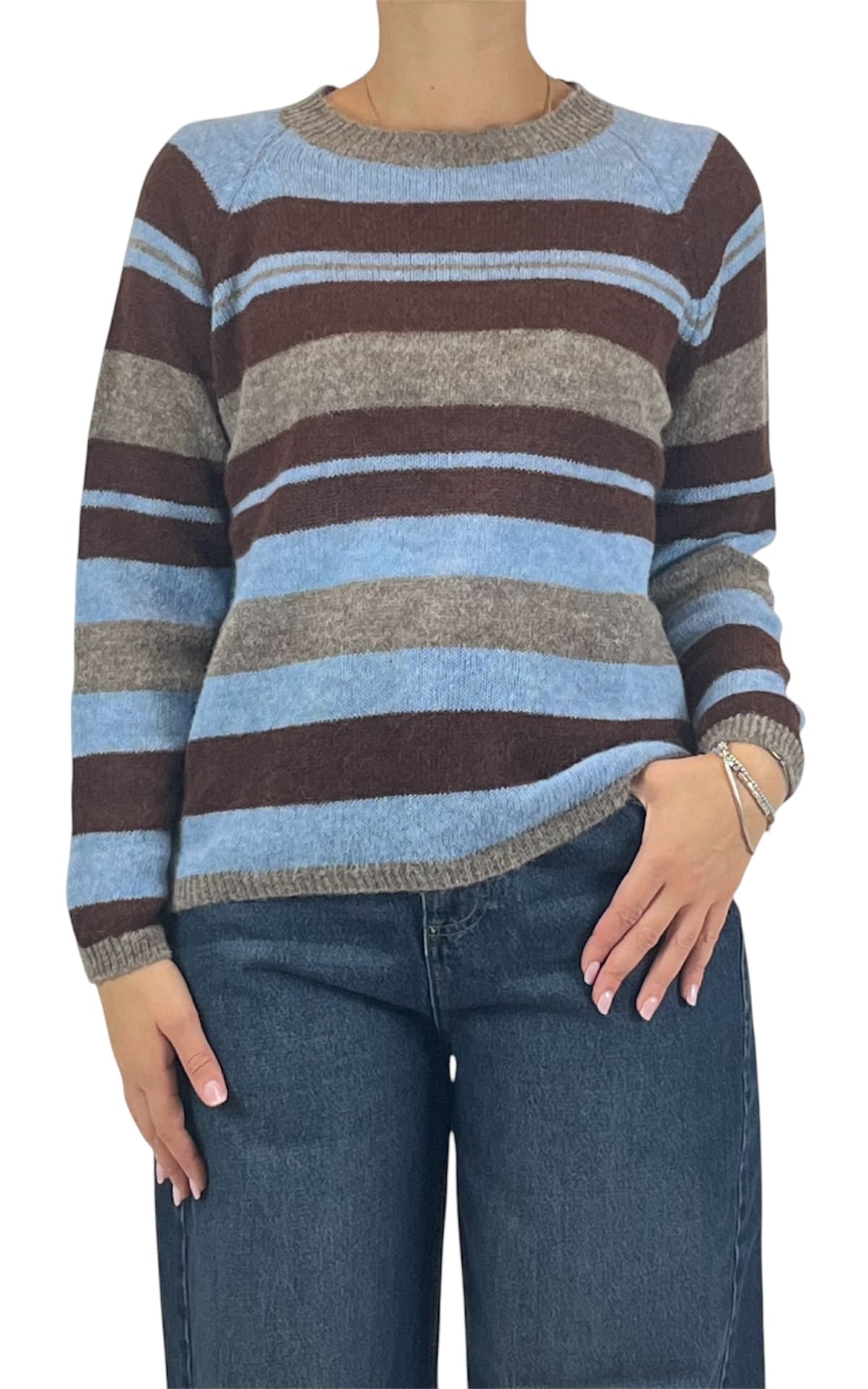 Off-on - Maglia alpaca riga - Azzurro / moro