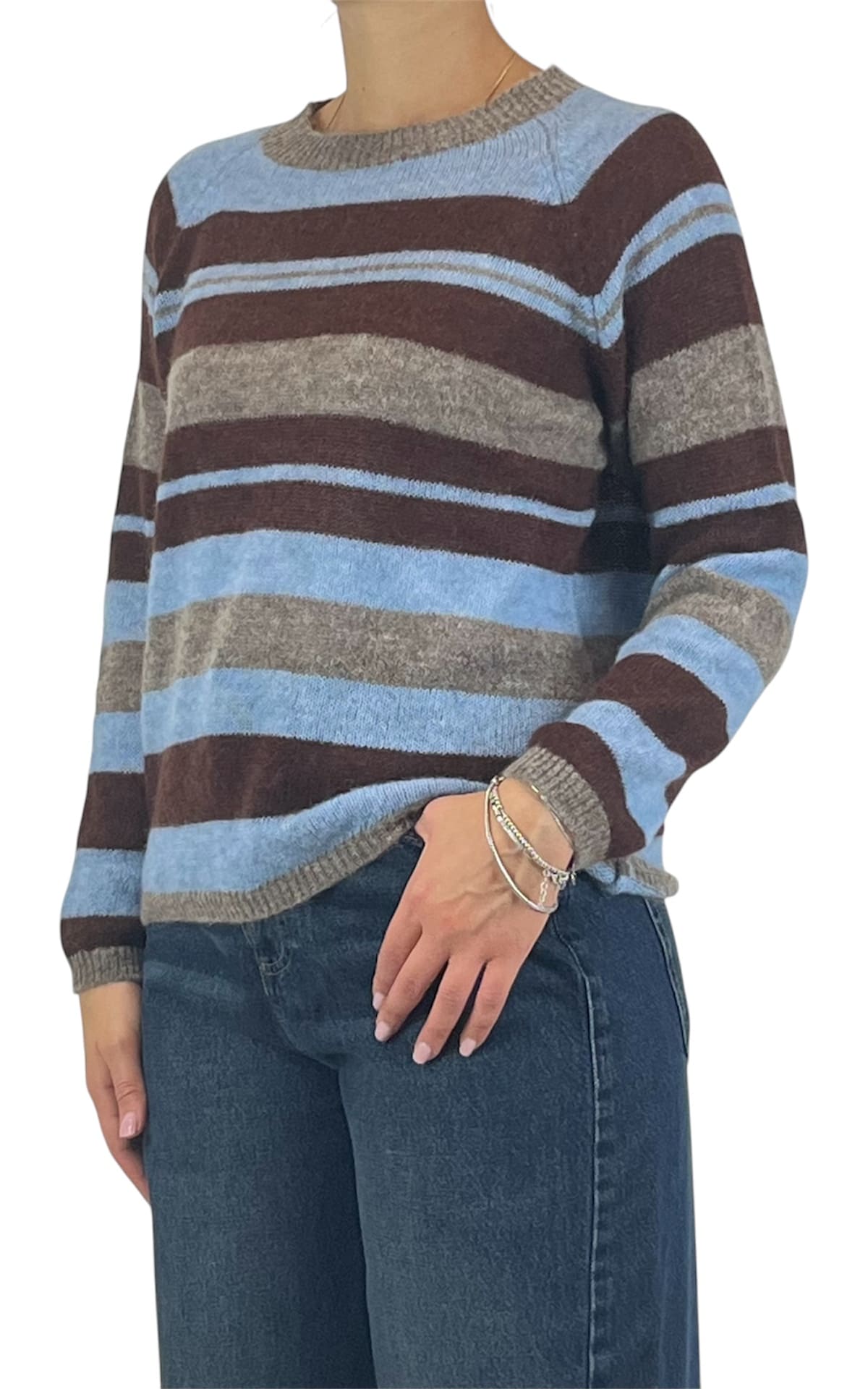 Off-on - Maglia alpaca riga - Azzurro / moro
