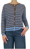 Off-on - Cardigan riga fina - Moro / azzurro
