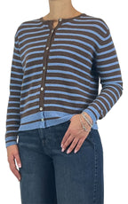 Off-on - Cardigan riga fina - Moro / azzurro