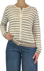 Off-on - Cardigan riga fina - Burro / beige
