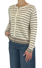 Off-on - Cardigan riga fina - Burro / beige