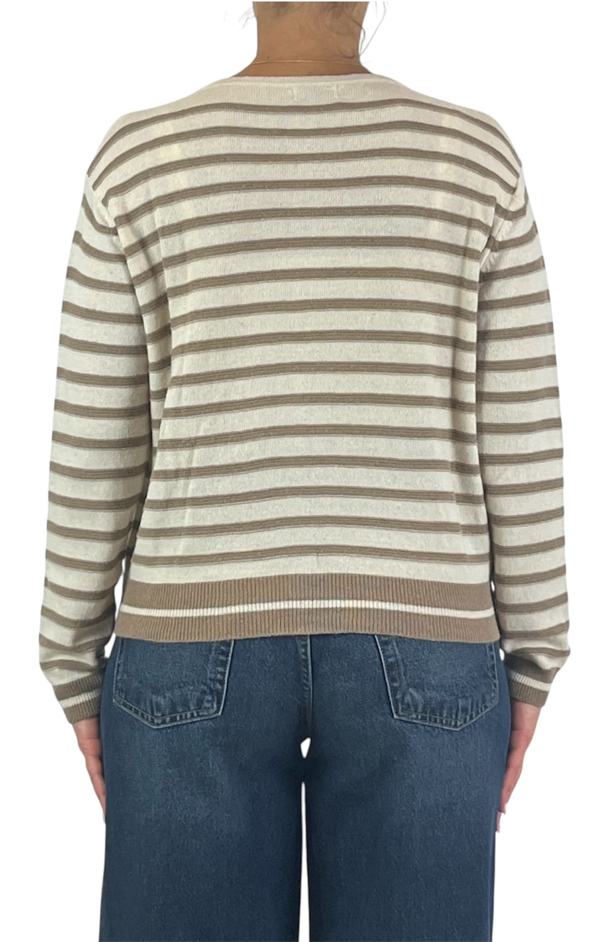 Off-on - Cardigan riga fina - Burro / beige