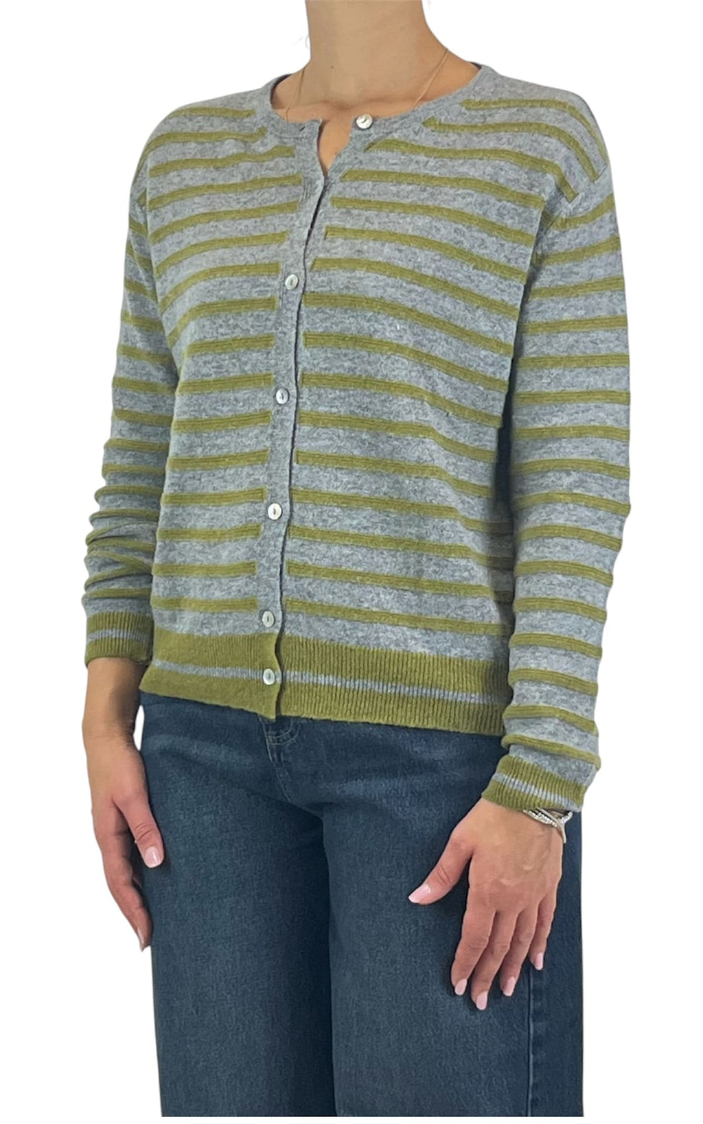 Off-on - Cardigan riga fina - Grigio / verde