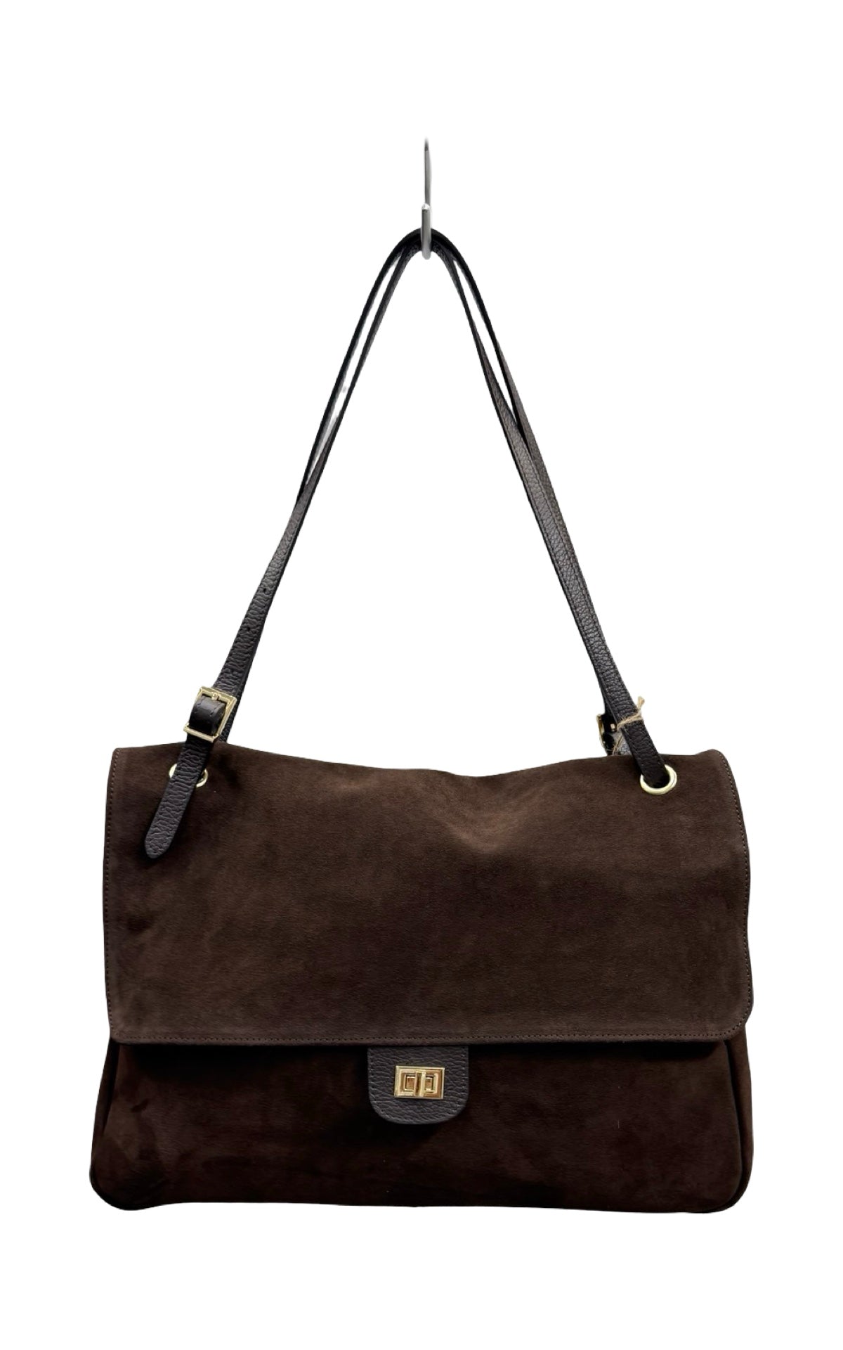 Off-on - Borsa Postina in pelle scamosciata - Moro