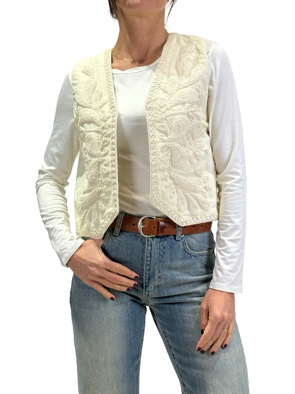 Initial - Gilet con ricami - Burro