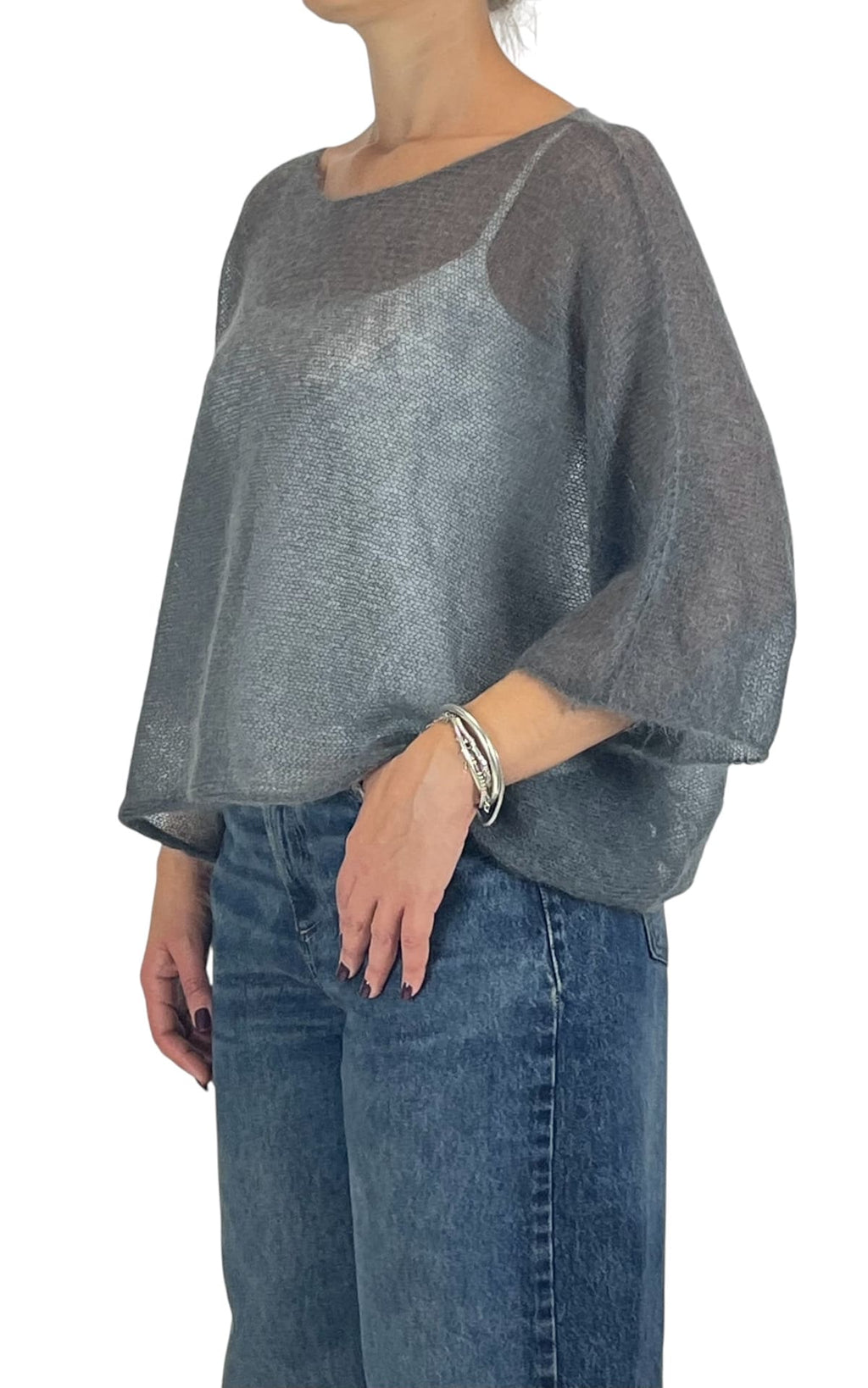 Initial - Maglia mohair over - Grigio