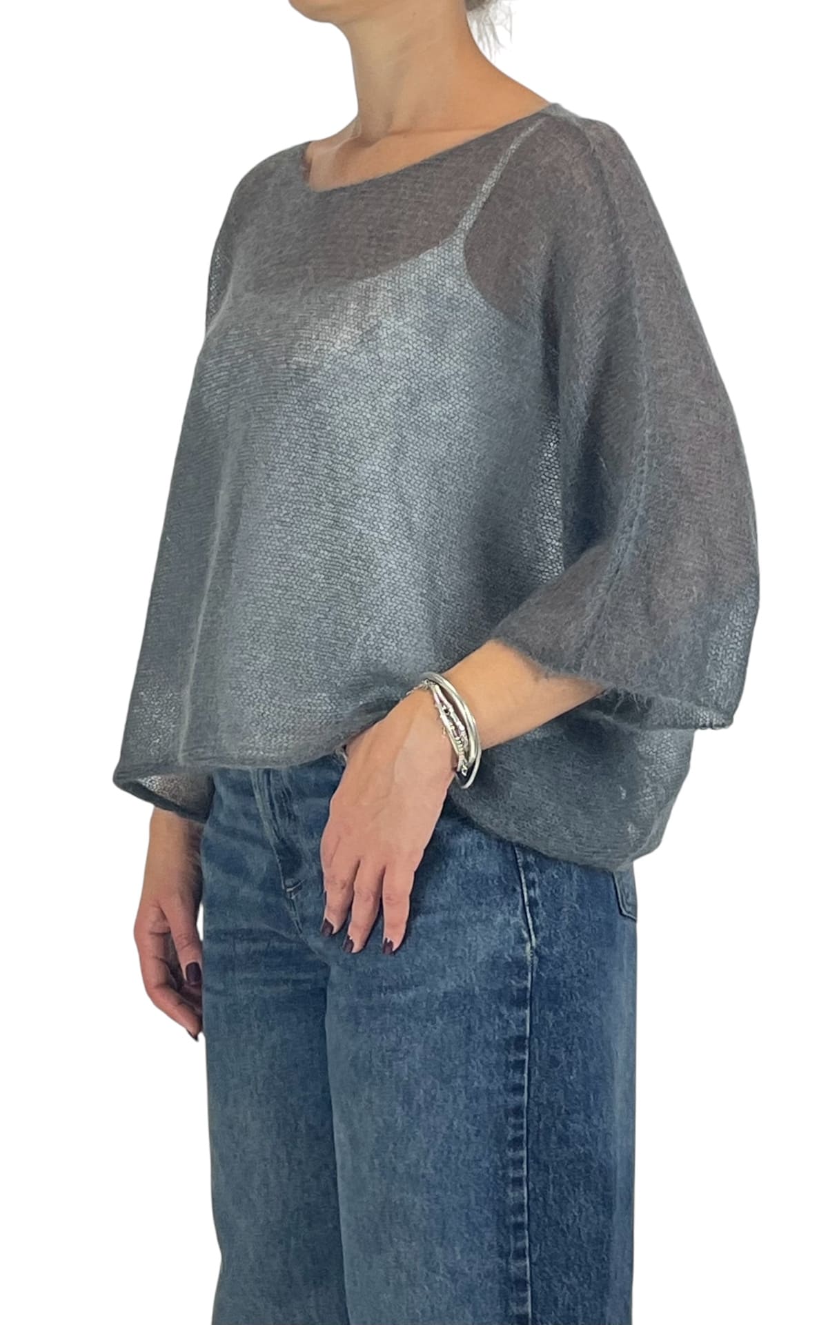 Initial - Maglia mohair over - Grigio