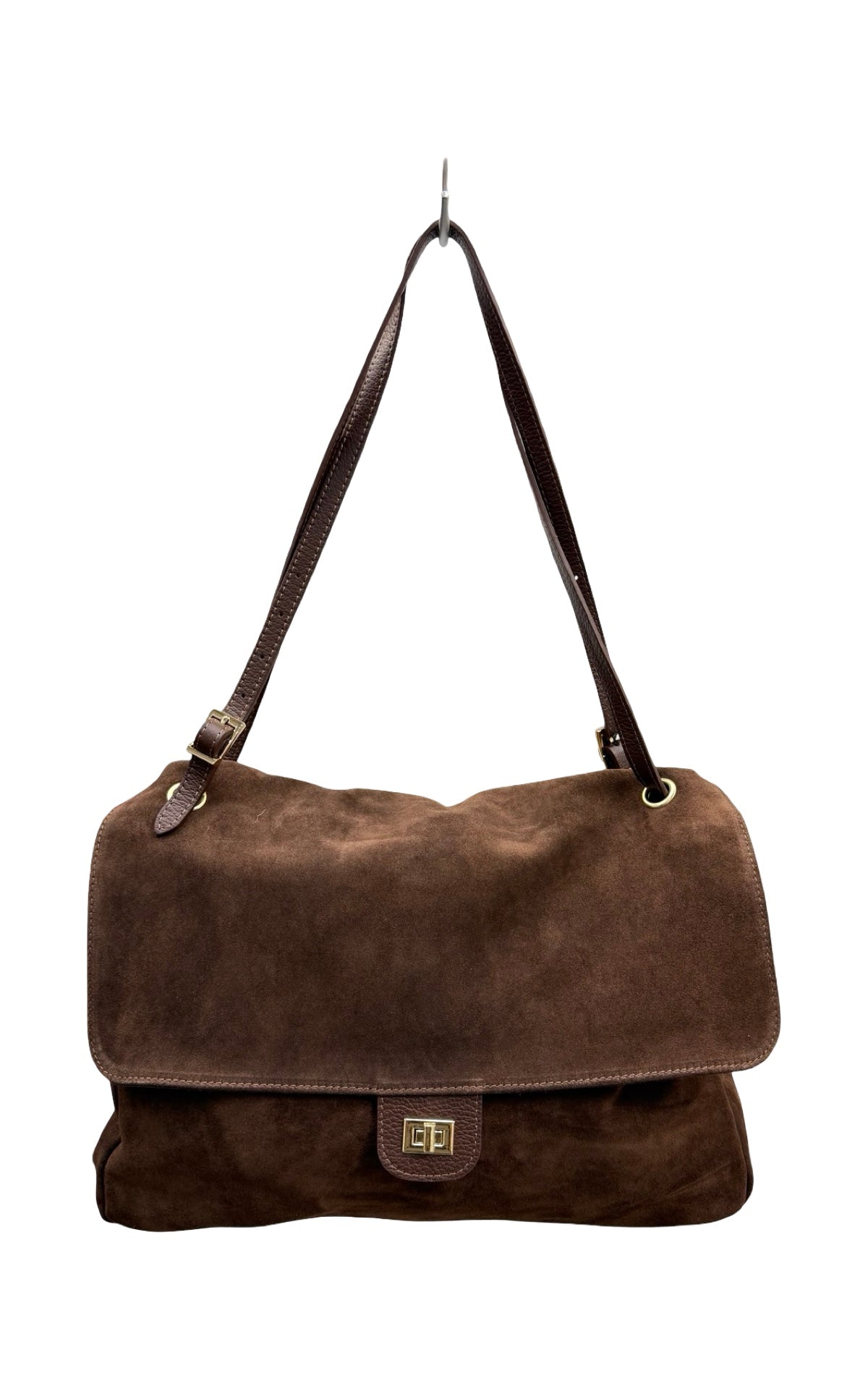 Off-on - Borsa Postina in pelle scamosciata - Cioccolato