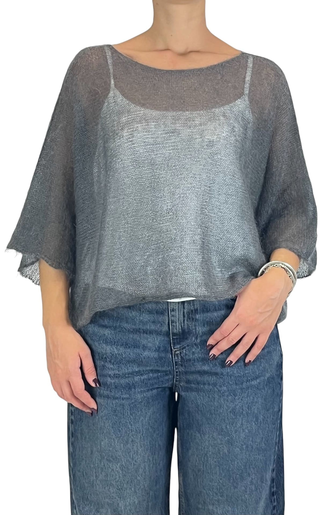 Initial - Maglia mohair over - Grigio