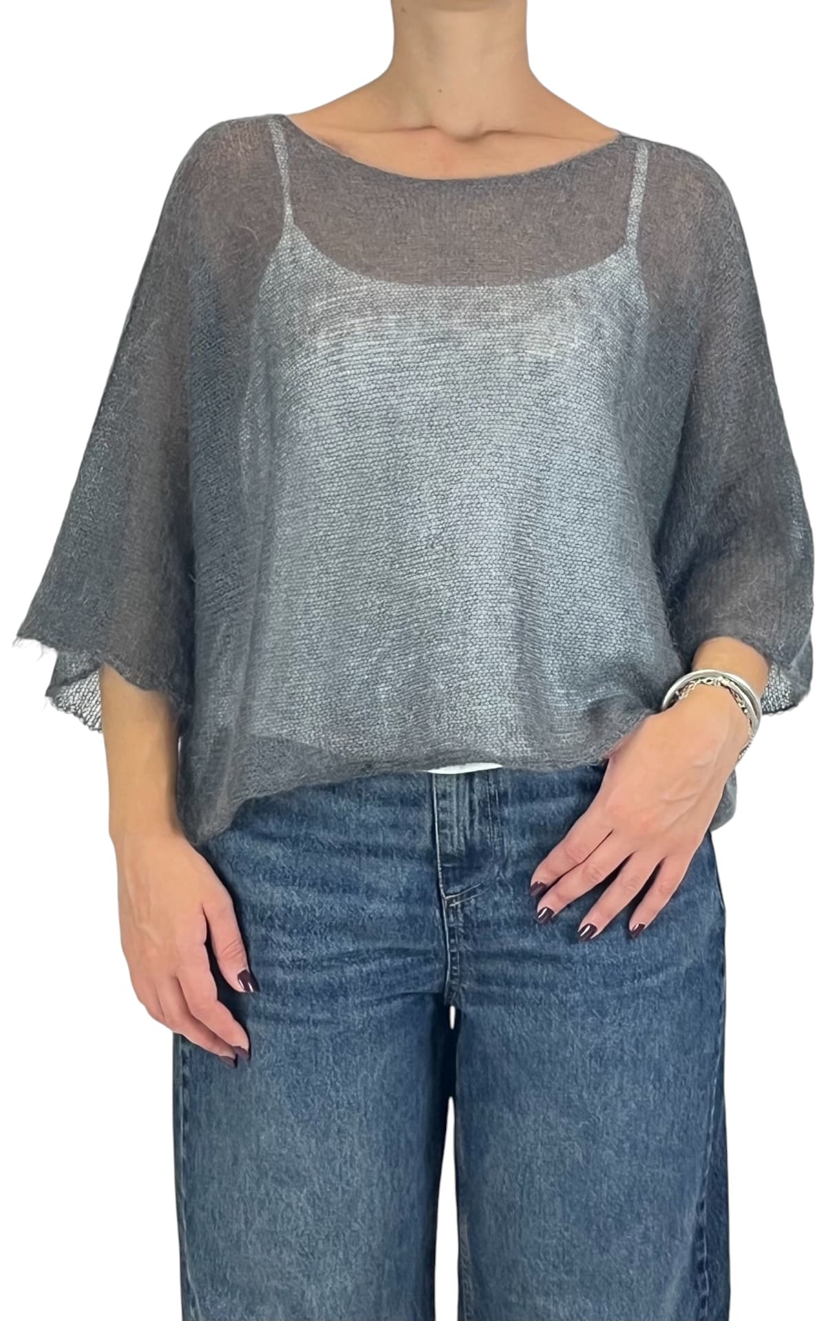 Initial - Maglia mohair over - Grigio