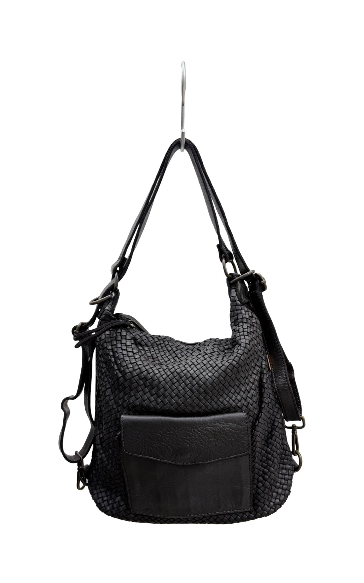 Off-on - Borsa / zaino in pelle intrecciata - Nero