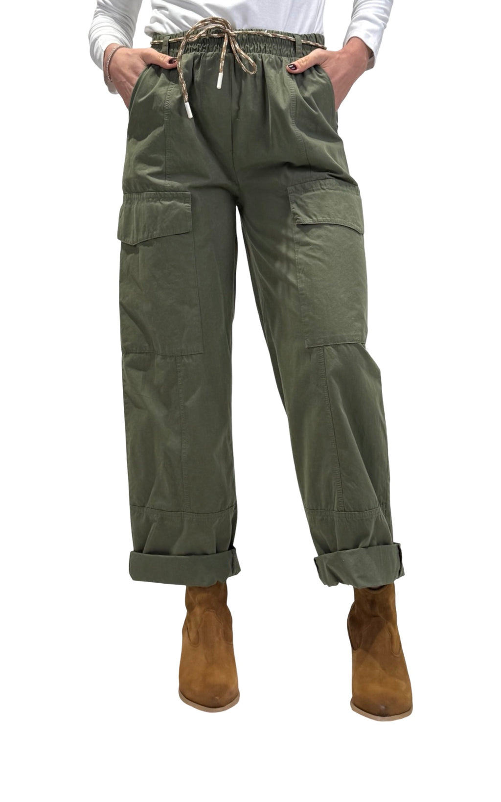 Susymix - Pantalone con laccio - Verde salvia