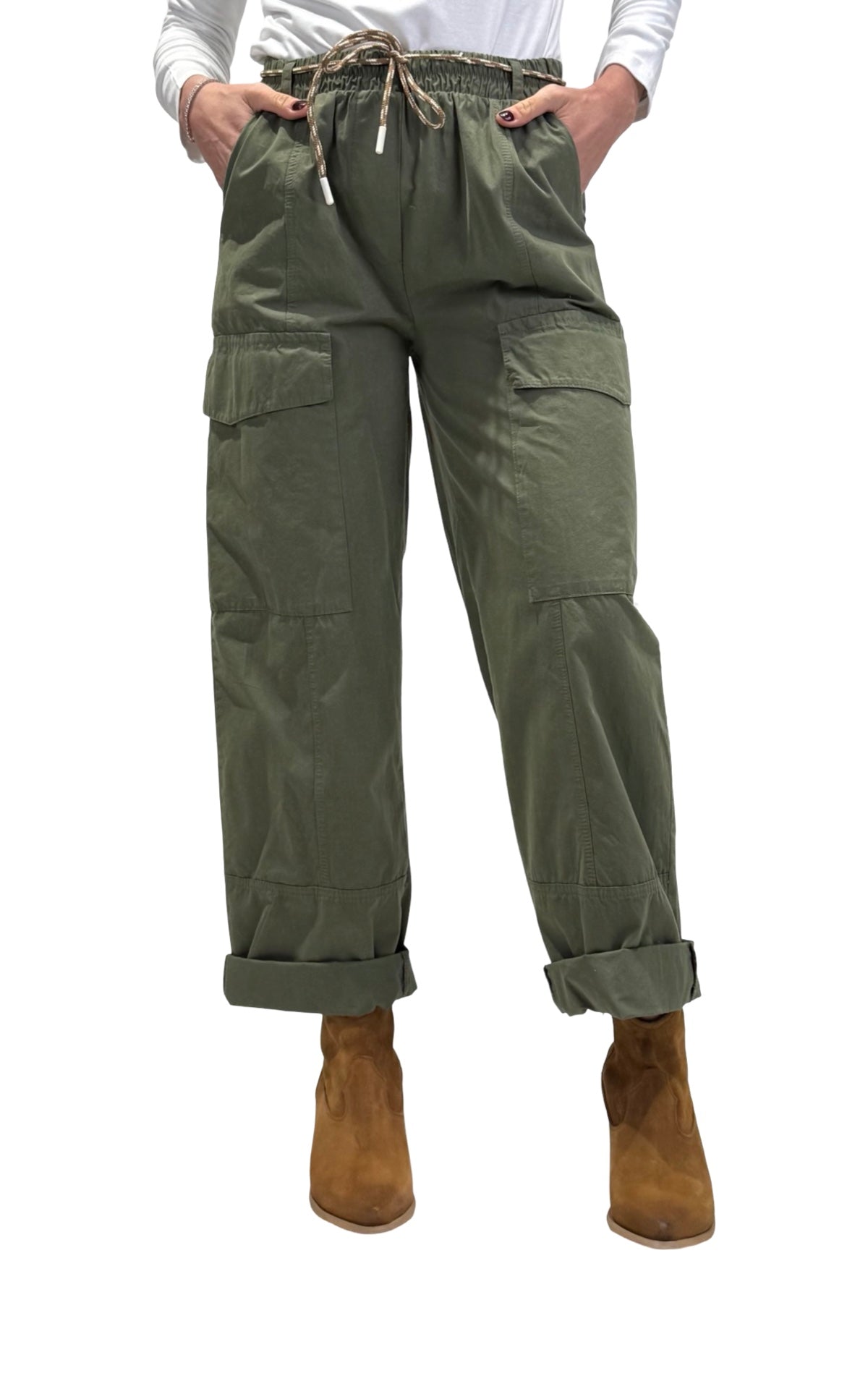 Susymix - Pantalone con laccio - Verde salvia