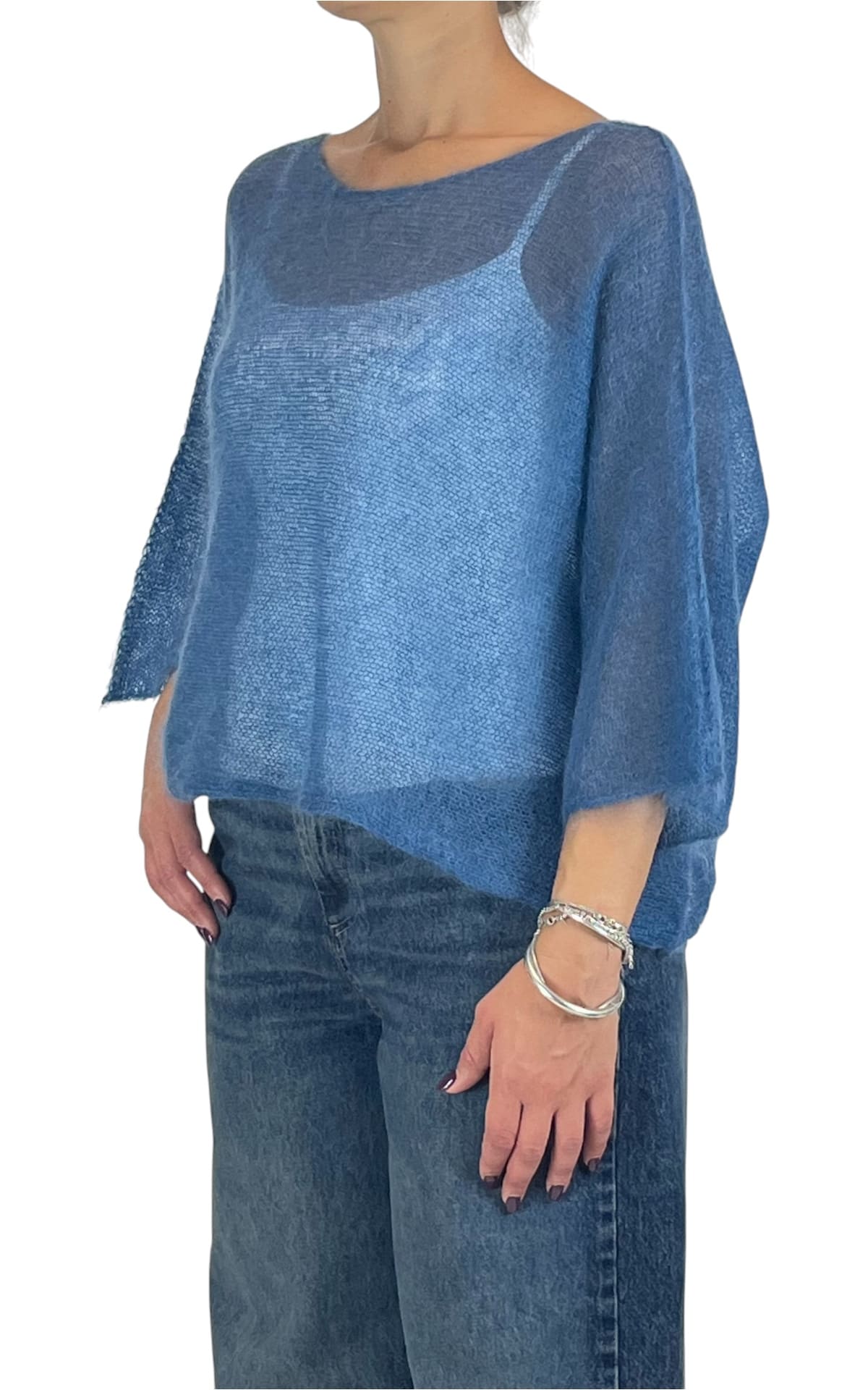 Initial - Maglia mohair over - Azzurro