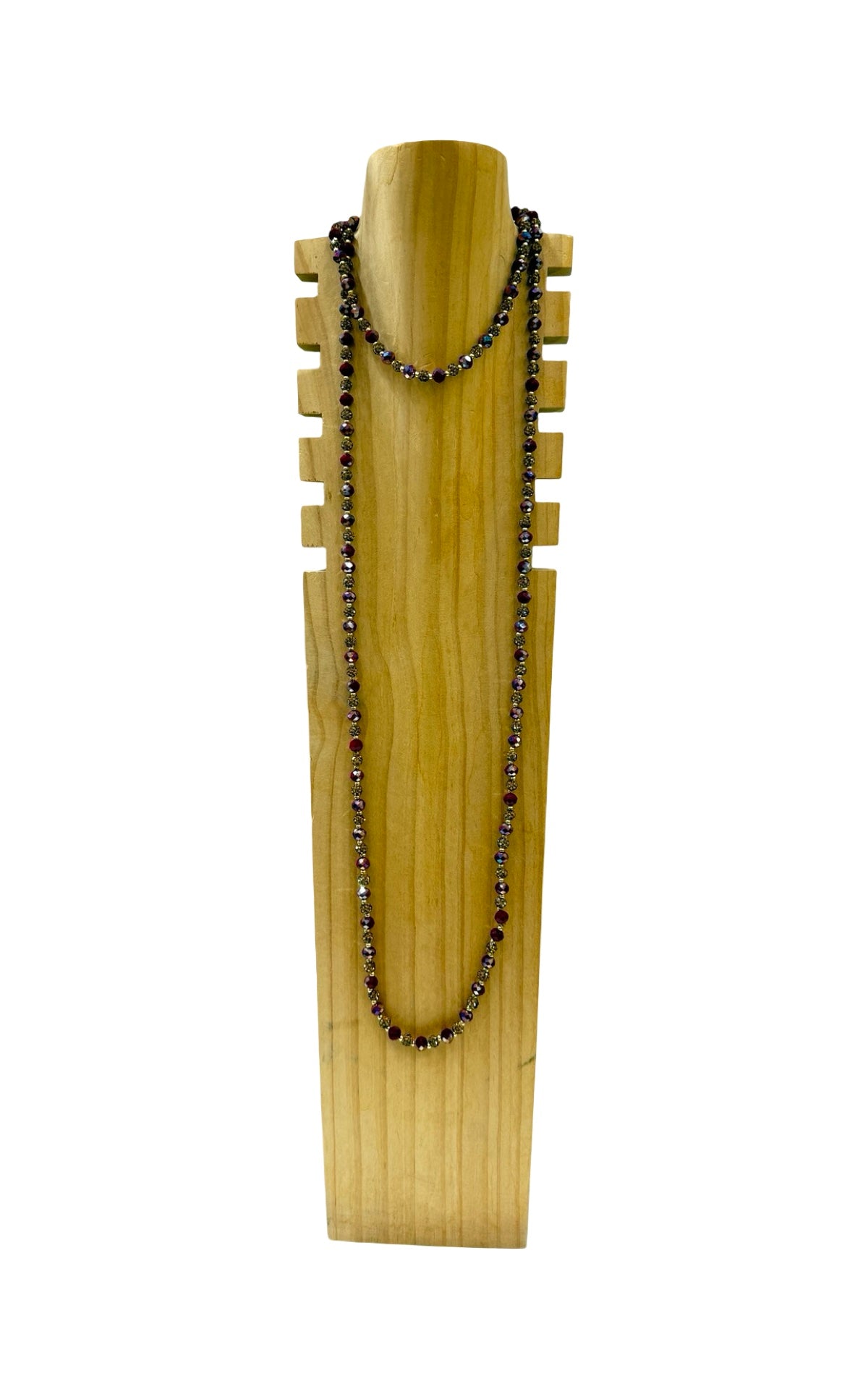 Off-on - Collana lunga con cristalli e sfere bronzo - Rubino