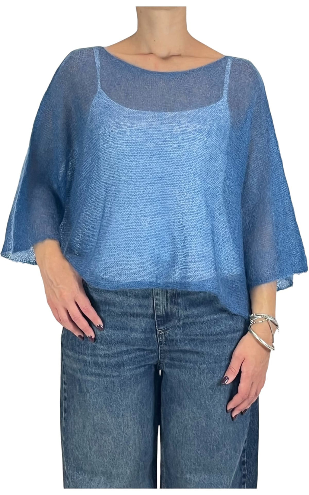Initial - Maglia mohair over - Azzurro