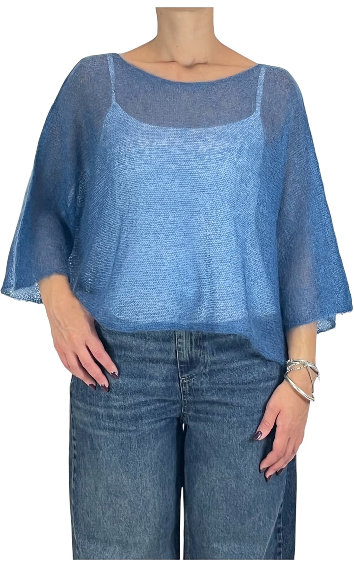 Initial - Maglia mohair over - Azzurro
