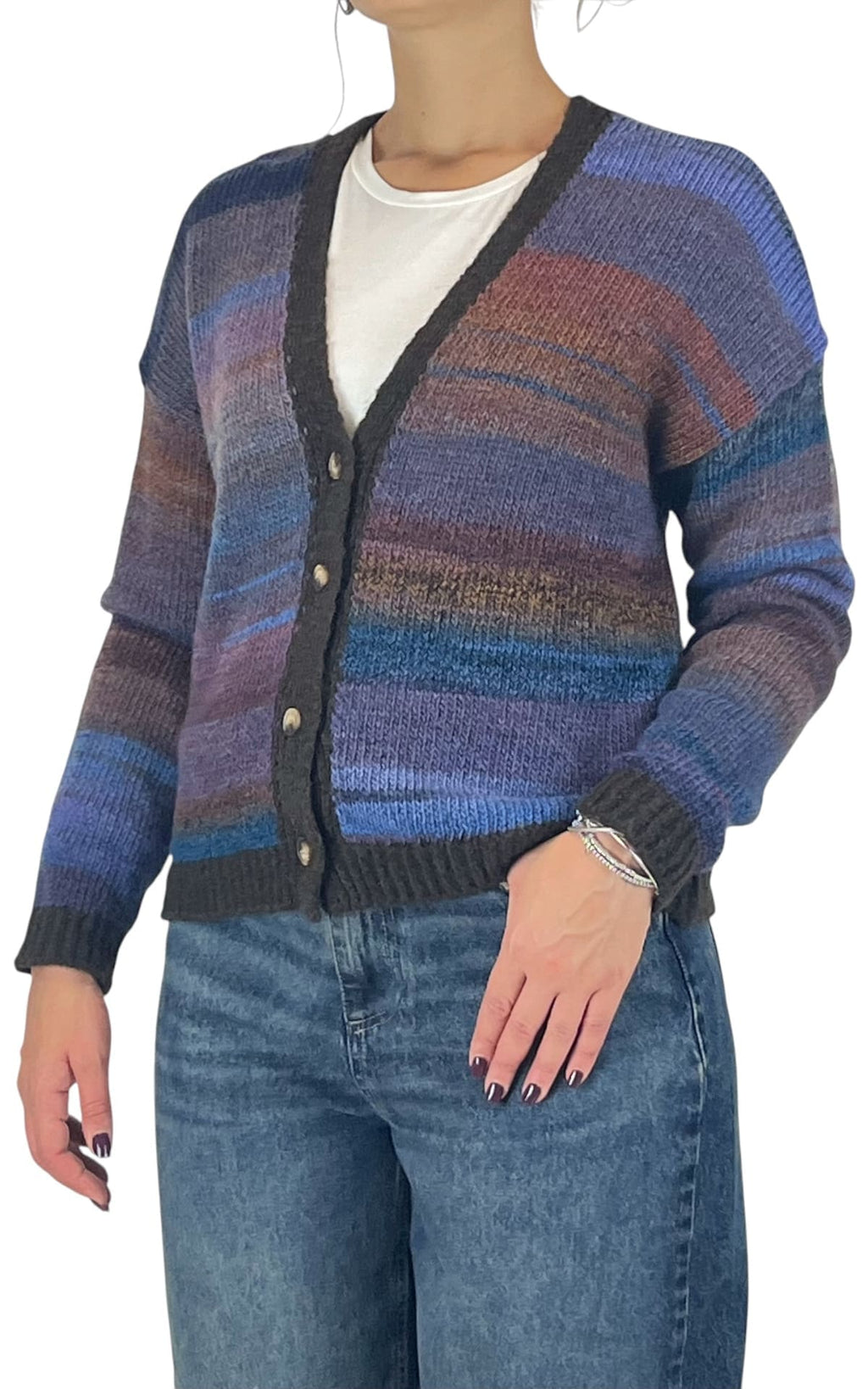 Off-on - Cardigan multicolore - Azzurro / moro