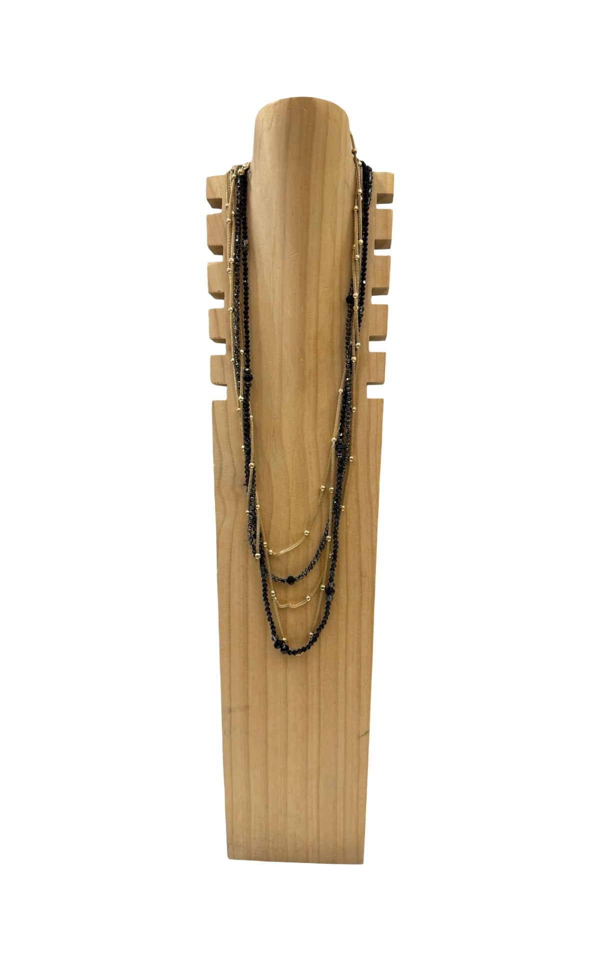 Off-on - Collana multi-filo con sfere dorate - Nero