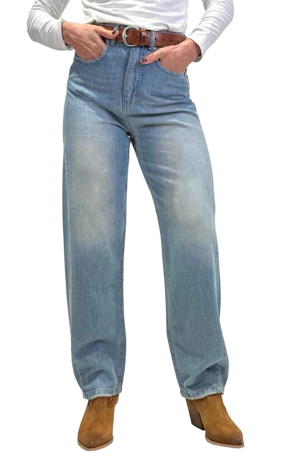 Initial - Jeans baggy denim chiaro - CHANTAL