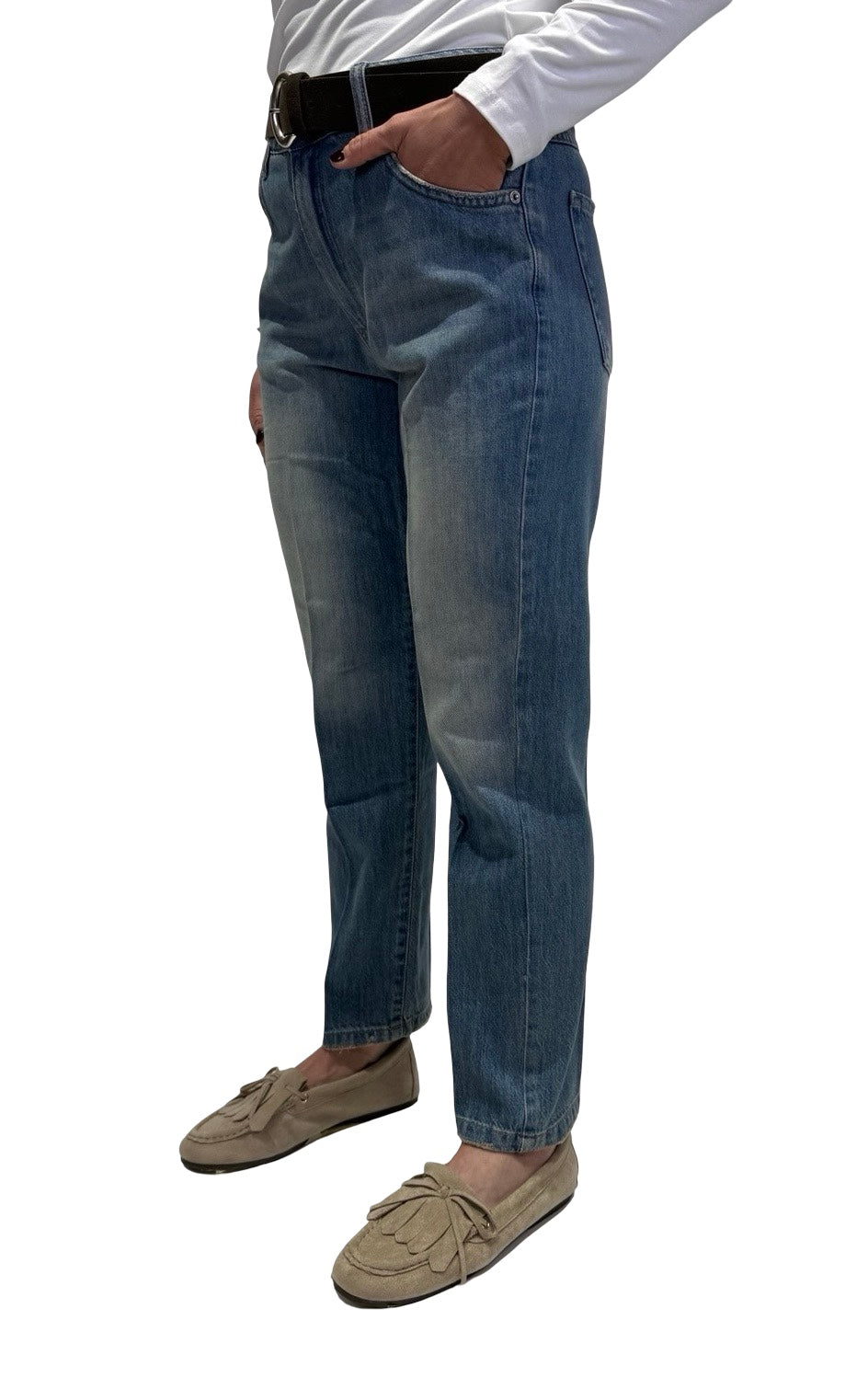 Initial - Jeans boyfriend in denim chiaro - JAMES