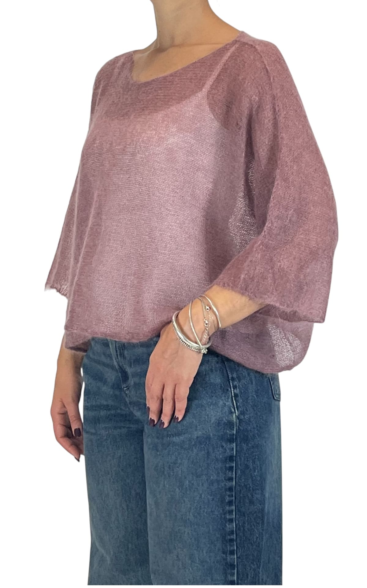 Initial - Maglia mohair over - Rosa antico