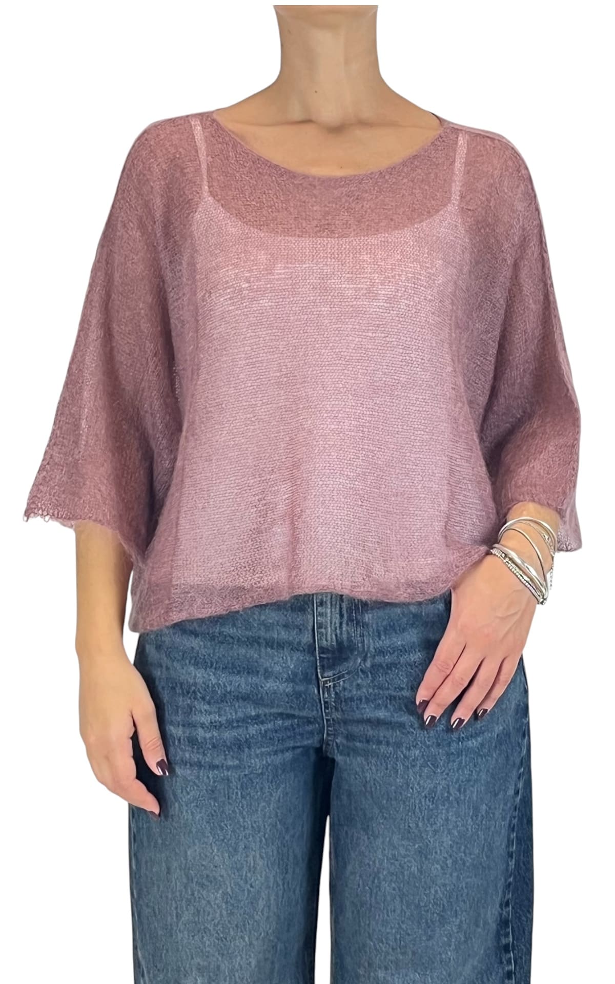 Initial - Maglia mohair over - Rosa antico