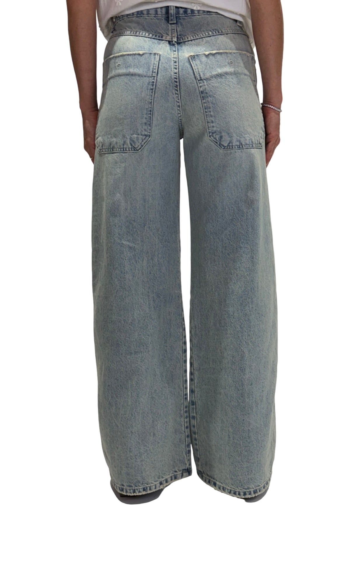 Initial - Jeans palazzo sabbiato - ANOU