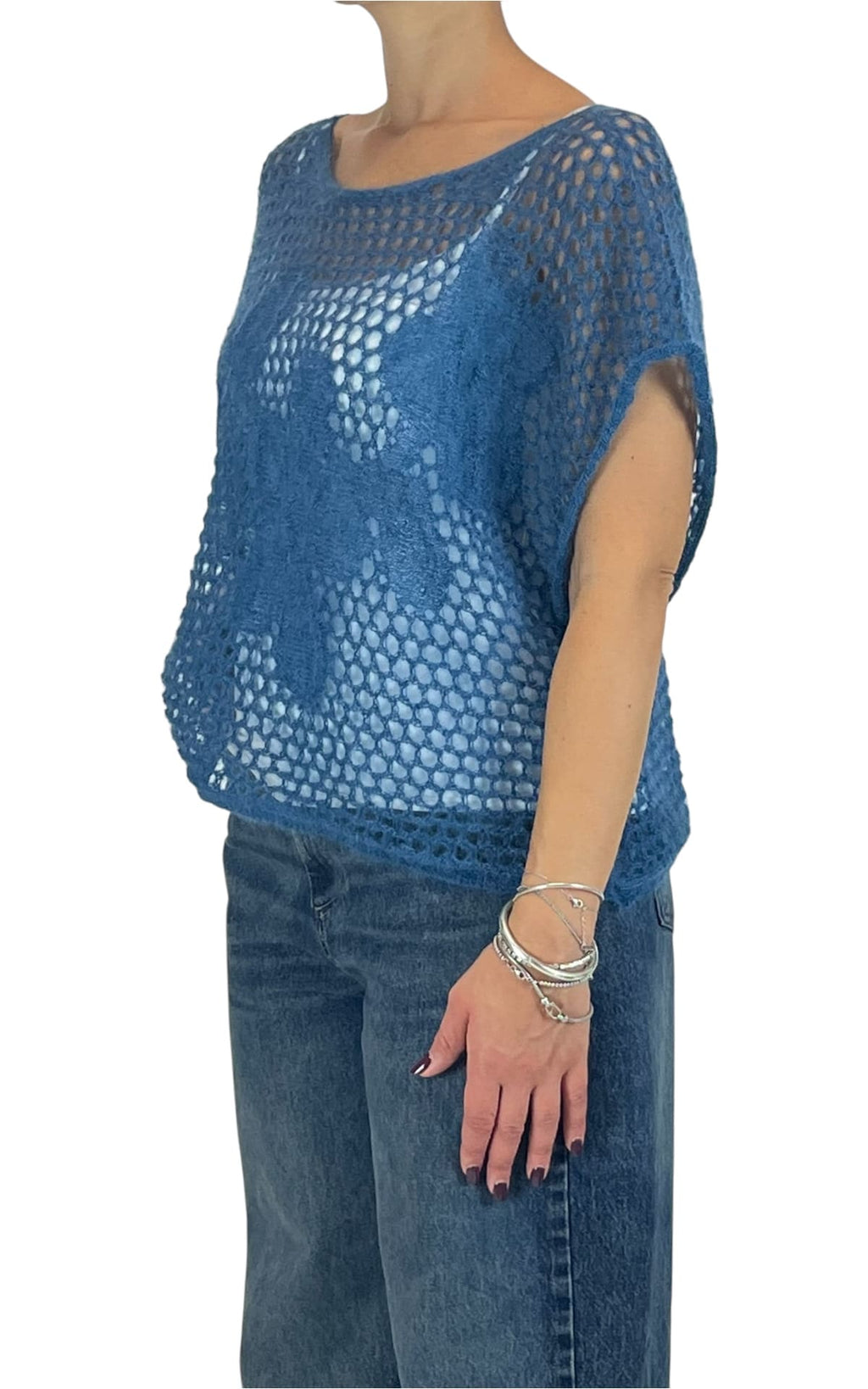 Initial - Maglia traforata - Azzurro
