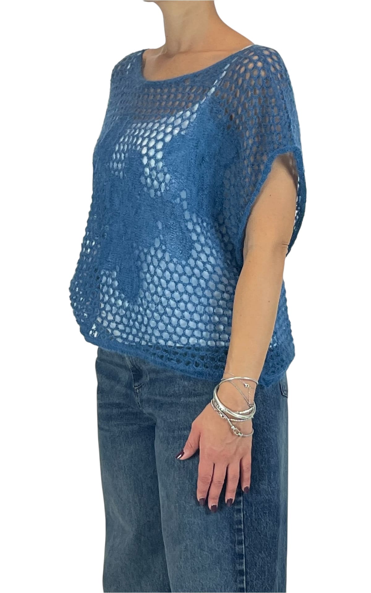 Initial - Maglia traforata - Azzurro
